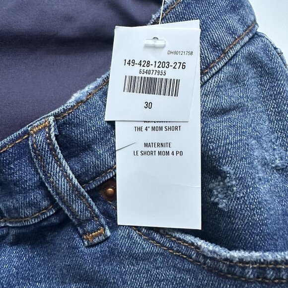 Abercrombie & Fitch Maternity 4” Mom Jean Short Distressed Full Belly Band Sz 10 - Picture 3 of 7